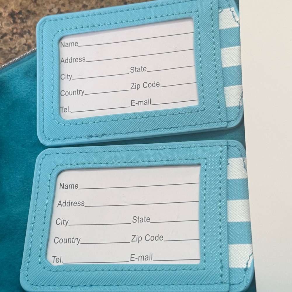 LULU MAC Blue White Stripe Luggage Tags Set of 2 - Picture 3 of 3